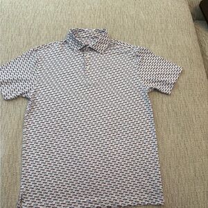 Rhoback Navy and White Patterned Polo Shirt
